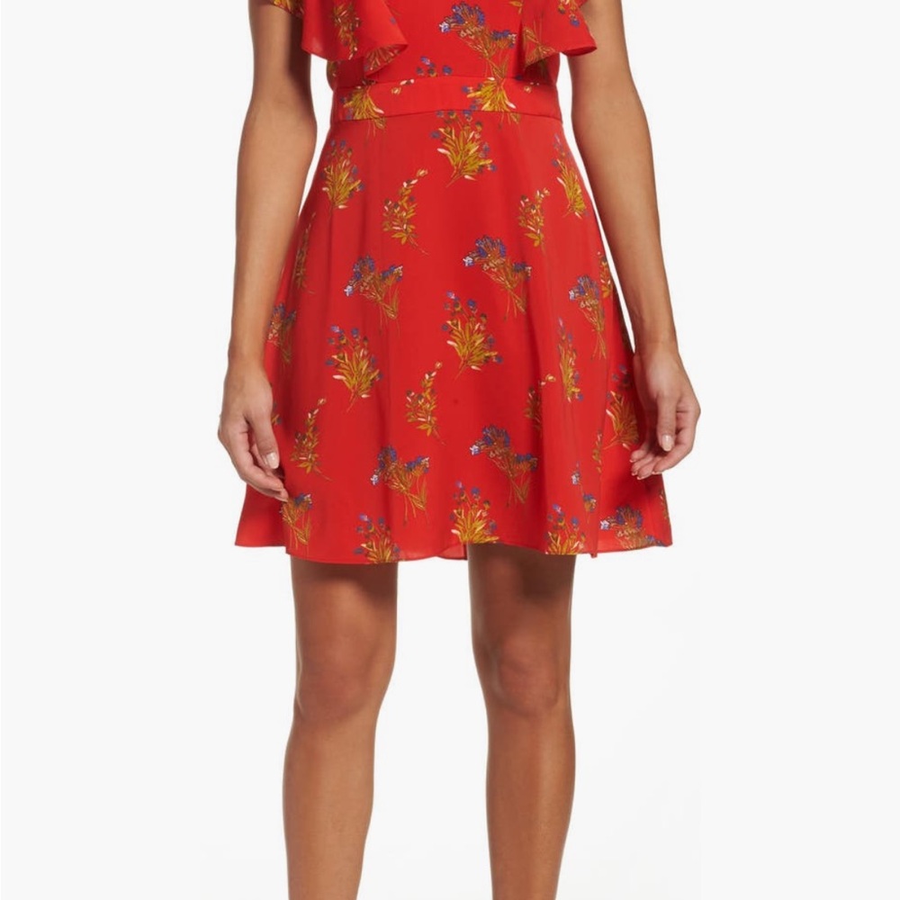 Floral Red Dress